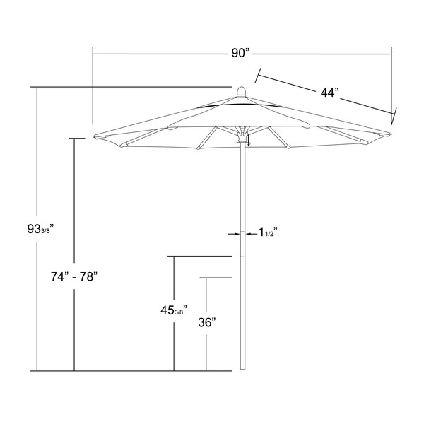 7.5' Grove Series Wood Pole Hardwood Ribs Sunbrella Gateway Blush